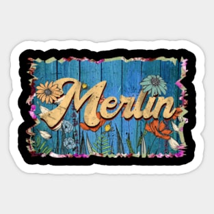 Retro Merlin Name Flowers Limited Edition Proud Classic Styles Sticker